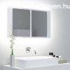 Magasfényű fehér LED-es tükrös fürdőszobaszekrény 80x12x45 c